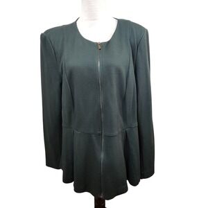 Lane Bryant Womens Full Zip Jacket Green Peplum Whimsigoth Office Womens Size 18